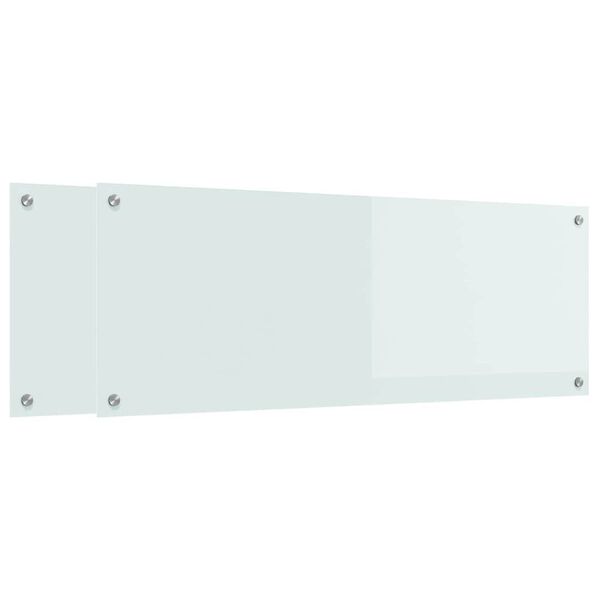 vidaXL K&uuml;chenr&uuml;ckwand 2 pcs Wei&szlig; 110 x 40 cm Geh&auml;rtetes Glas