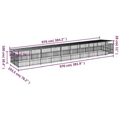 vidaXL Outdoor-Hundezwinger mit Dach Stahl 18,77 m²