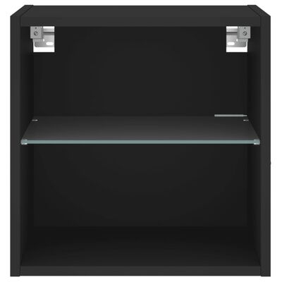 vidaXL Wand-Nachttisch mit LED-Leuchten Schwarz