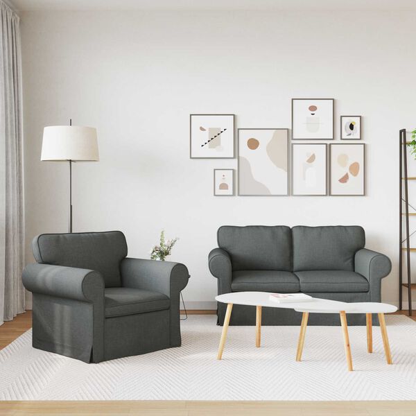 vidaXL Sofa 2 pcs Dunkelgrau 155 x 82 x 80 cm Stoff