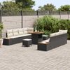 vidaXL Garten-Sofa-Set mit Kissen 11 pcs Schwarz Poly Rattan
