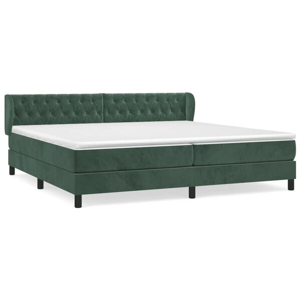 vidaXL Boxspringbett mit Matratze Dunkelgr&uuml;n 200x200 cm Samt