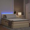 vidaXL Bett mit Stauraum und LED mit Matratze Creme 120 x 200 cm Stoff