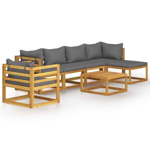 vidaXL 7-tlg. Garten-Lounge-Set mit Auflage Massivholz Akazie