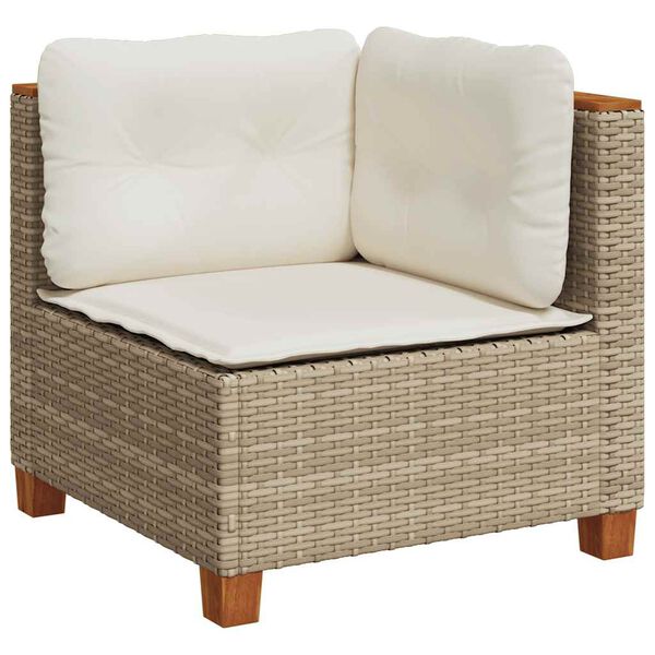 vidaXL 6-tlg. Garten-Sofagarnitur mit Kissen Beige Poly Rattan