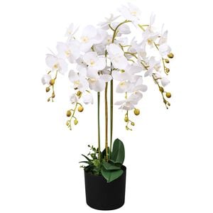 vidaXL K&uuml;nstliche Orchidee mit Topf 75 cm Wei&szlig;