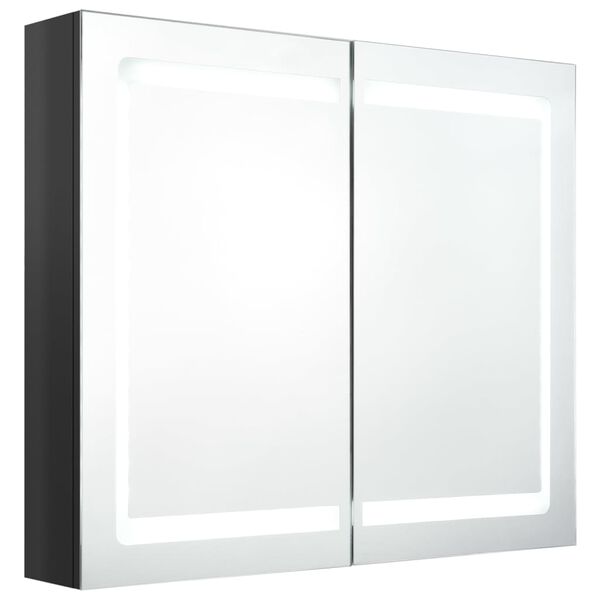 vidaXL LED-Spiegelschrank fürs Bad Glänzend Schwarz 80x12x68 cm