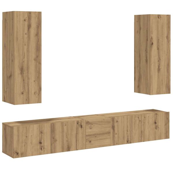 vidaXL TV-Wandschr&auml;nke 5 Stk. Artisan-Eiche Holzwerkstoff