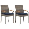 vidaXL Gartenst&uuml;hle 2 Stk. Grau und Marineblau Poly-Rattan und Akazie