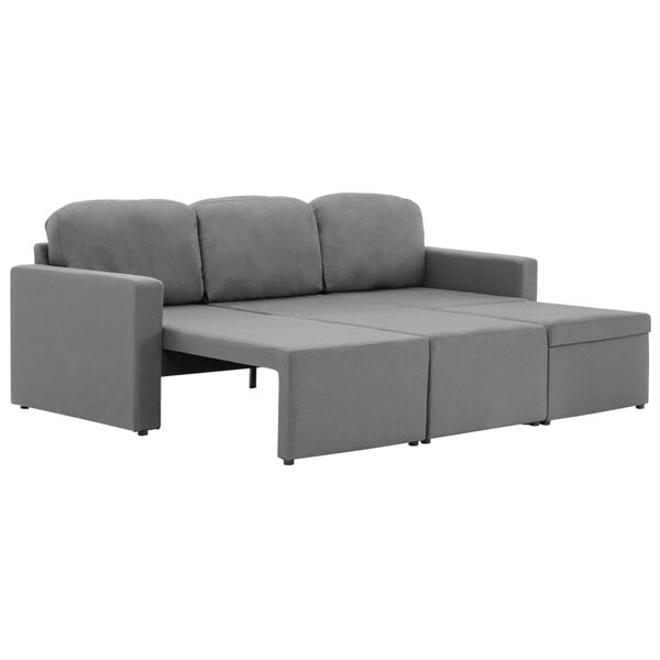 vidaXL Modulares 3-Sitzer-Schlafsofa Hellgrau Stoff