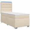 vidaXL Boxspringbett mit Matratze mit Kopfteil Creme 80 x 200 cm Stoff