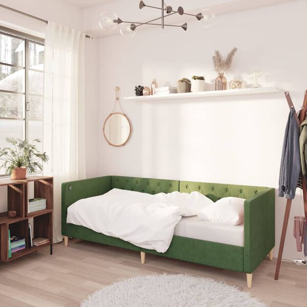 vidaXL Tagesbett USB Dunkelgr&uuml;n Stoff 90x200 cm