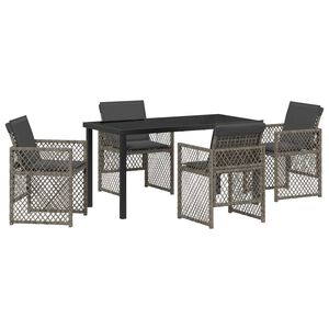 vidaXL Garten Essgruppe 5 pcs Grau Poly-Rattan
