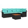 vidaXL Gartensofa-set mit Kissen 6 pcs Schwarz Poly-Rattan