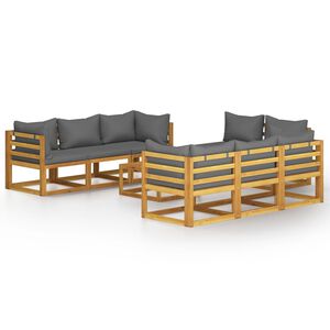 vidaXL 9-tlg. Garten-Lounge-Set mit Auflagen Massivholz Akazie