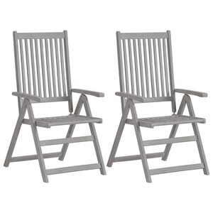vidaXL Verstellbare Gartenst&uuml;hle 2 Stk. Grau Massivholz Akazie