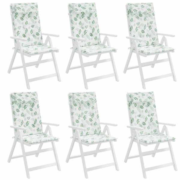 vidaXL Hochlehner-Auflagen 6 Stk. Blattmuster Oxford-Gewebe