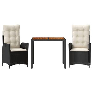 vidaXL 5-tlg. Garten-Essgruppe mit Kissen Schwarz Poly Rattan