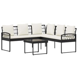 vidaXL Gartensofa-set 2 stk. Schwarz und Creme Poly Rattan Stahl