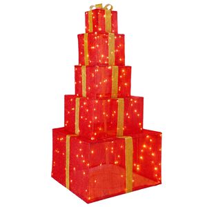 vidaXL Weihnachts-LED-Geschenkbox-Stapel 250 LEDs Warmes Wei&szlig;