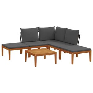 vidaXL 6 stk. Massives Akazienholz & Seil Natur