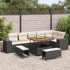 vidaXL Gartensofa-set mit Kissen 9 pcs Schwarz und Creme Poly-Rattan