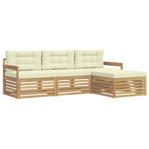 vidaXL Outdoor-Sofagarnitur 4 stk. Wei&szlig; und Creme Polyester