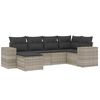 vidaXL 6-tlg. Garten-Sofagarnitur mit Kissen Hellgrau Poly Rattan