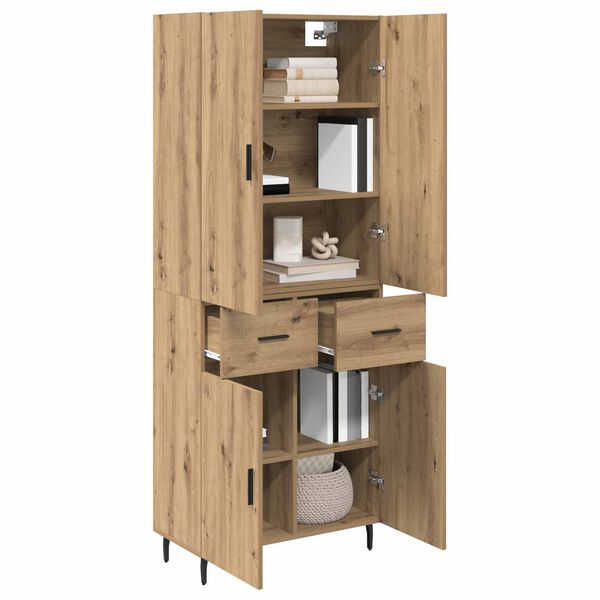 vidaXL Highboard 2 pcs Artisan-Eiche Engineered Wood und Glas