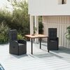 vidaXL 3-tlg. Garten-Essgruppe Schwarz Poly Rattan & Massivholz Akazie