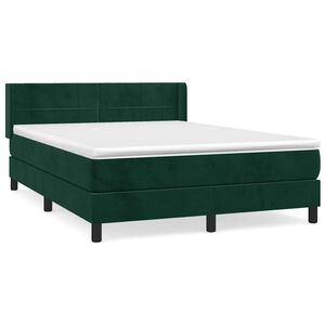 vidaXL Boxspringbett mit Matratze Dunkelgr&uuml;n 140x190 cm Samt