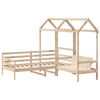 vidaXL Tagesbett und Bank mit Dach 90x200 cm Kiefernholz