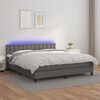 vidaXL Boxspringbett mit Matratze & LED Grau 180x200 cm Kunstleder