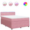 vidaXL Boxspringbett mit Matratze Rosa 140x190 cm Samt