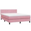 vidaXL Boxspringbett mit Matratze & LED Rosa 160x210 cm Samt
