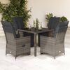 vidaXL 5-tlg. Garten-Bistro-Set mit Kissen Grau Poly Rattan