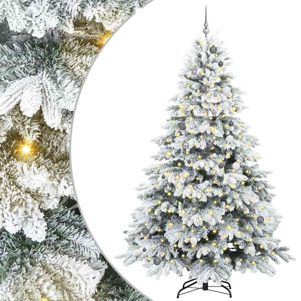 vidaXL K&uuml;nstlicher Weihnachtsbaum mit 300 LEDs Wei&szlig; 240 cm PE und PVC