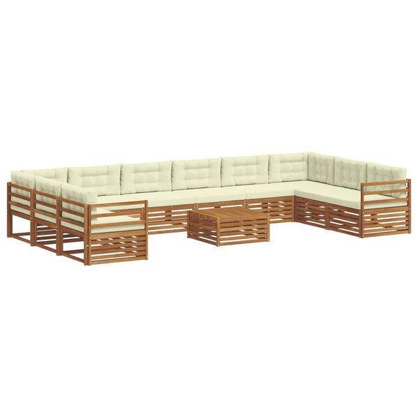 vidaXL Sofagarnituren 11 pcs Natur und Creme Massivholz Akazie