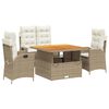 vidaXL 5-tlg. Garten-Essgruppe mit Kissen Beige Poly Rattan