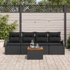 vidaXL Gartensofa-set mit Kissen 5 pcs Schwarz Poly-Rattan