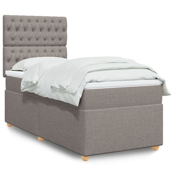 vidaXL Boxspringbett mit Matratze Taupe 80x200 cm Stoff