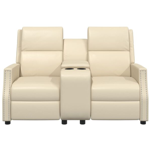 vidaXL 2-Sitzer Massagesessel Creme Kunstleder