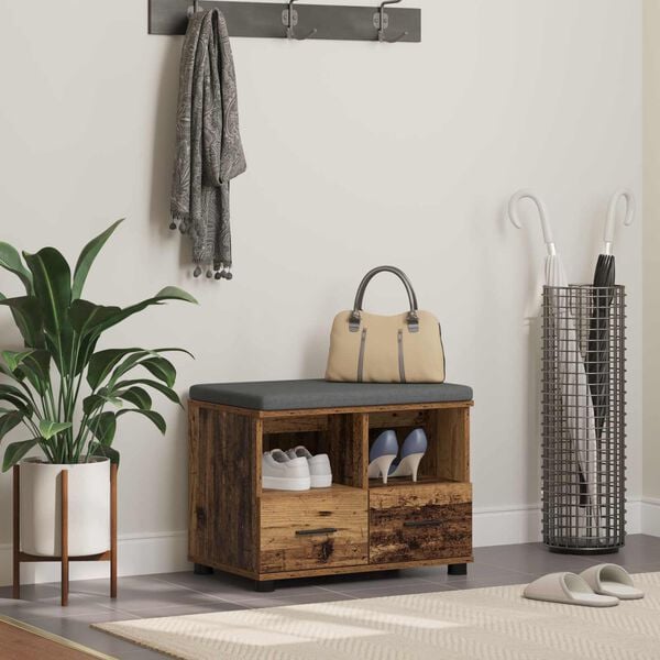 vidaXL Flurbank Altholz 60 x 38 x 46 cm Spanplatte und Polsterstoff