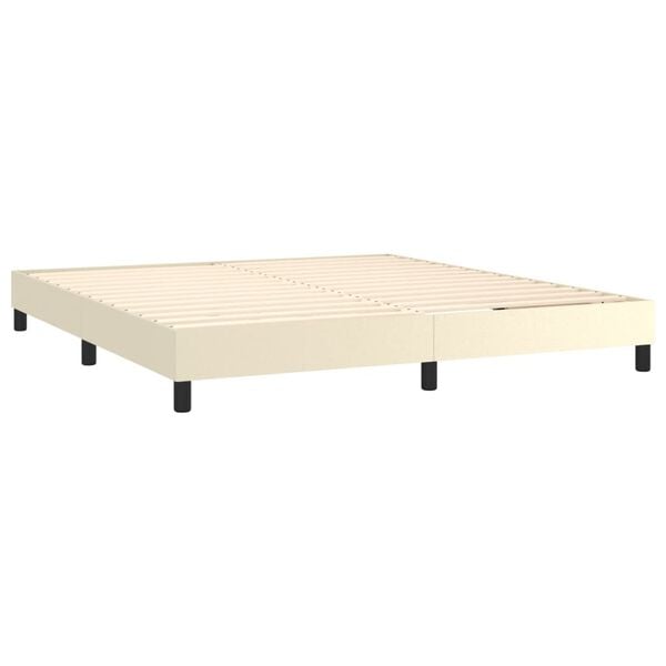 vidaXL Boxspringbett mit Matratze Creme 180x200 cm Kunstleder