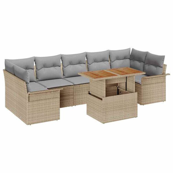 vidaXL Garten-Sofa-Set mit Kissen 8 pcs Beige und Hellgrau
