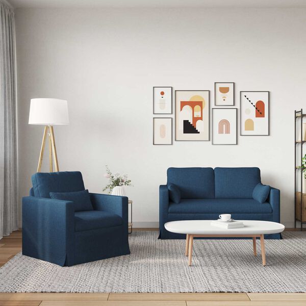 vidaXL Sofa 120cm 2 pcs Blau Metall