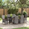 vidaXL Garten Essgruppe mit Kissen 7 pcs Grau Poly-Rattan