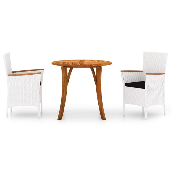 vidaXL 3-tlg. Garten-Essgruppe Wei&szlig;