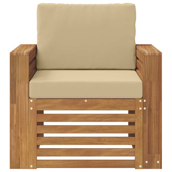 vidaXL Outdoor-Sofagarnitur Massives Akazienholz und Polyester Natur