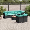 vidaXL 9-tlg. Garten-Sofagarnitur mit Kissen Schwarz Poly Rattan